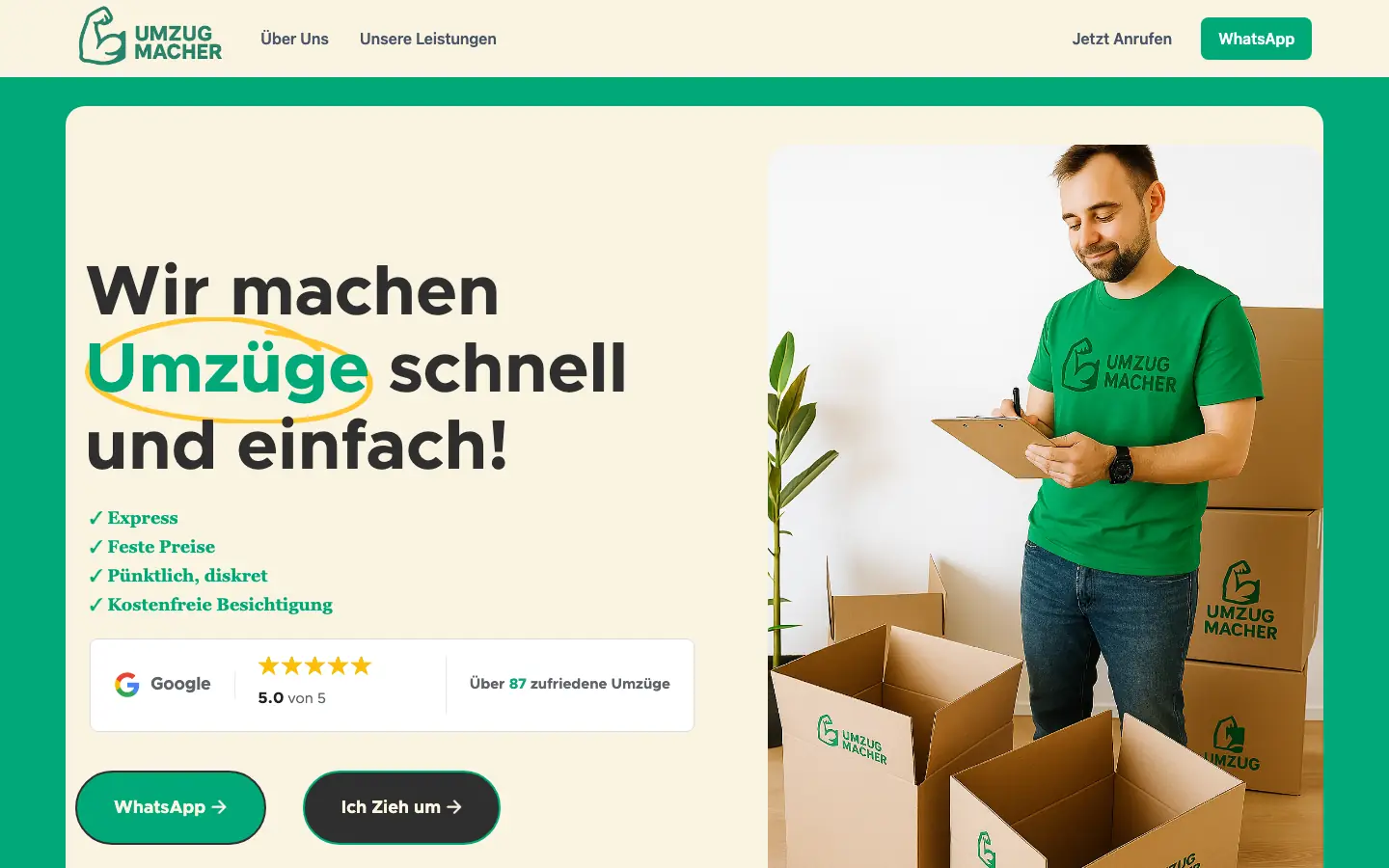 Die alte Webflow-Seite